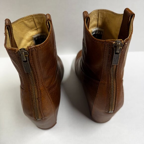 Frye Leather Carson Wedge Bootie size 9.5 Cognac - Picture 6 of 8